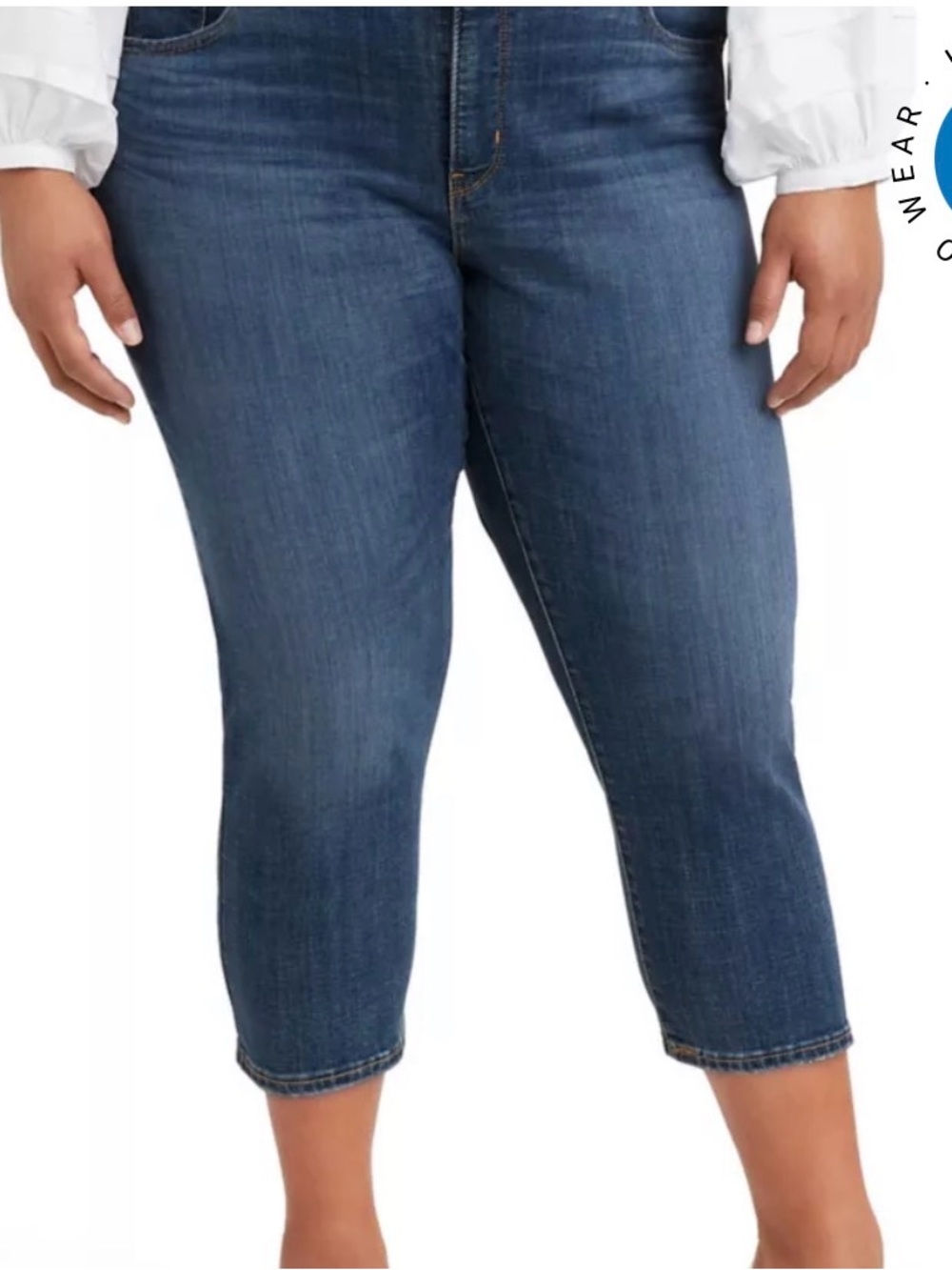 Women's Plus Capri Jeans in Medium Blue Denim Levi 311